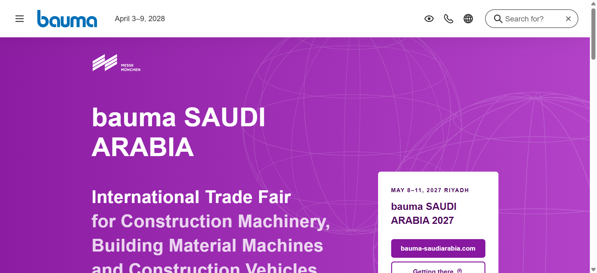 bauma SAUDI ARABIA首届2027年5月8日利雅得开展:1.6万亿美元项目管道下的工程机械增量市场