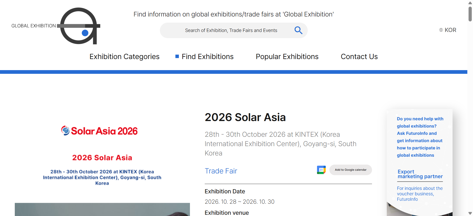 韩国光伏暨电池储能展 Solar Asia 2026:光伏+储能双展联动