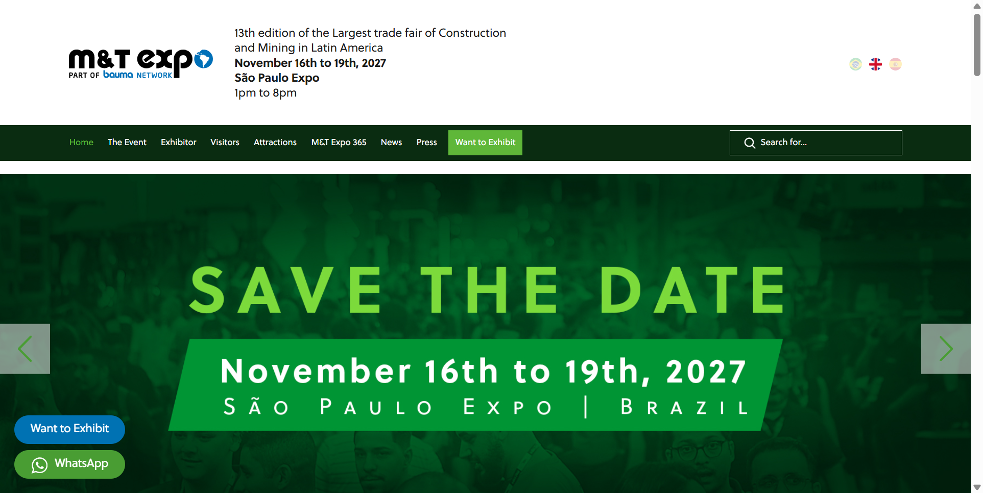 巴西圣保罗国际工程机械矿山机械展览会M&T Expo 2027(bauma NETWORK南美旗舰展):三年一届,中国工程机械第四大出口市场的总攻窗口