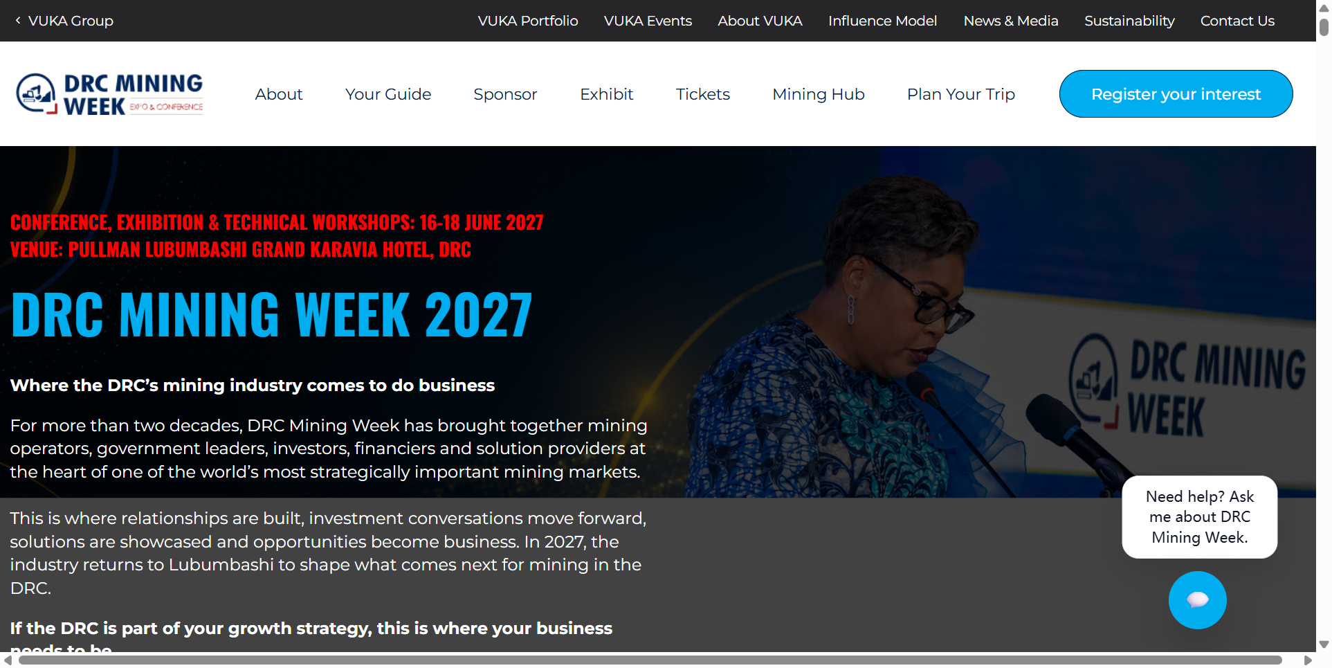 刚果(金)国际矿业周DRC Mining Week 2027:全球70%钴资源产区,世界铜钴之都卢本巴希的掘金窗口